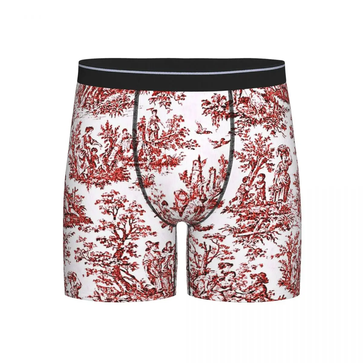 

Long Boxer Underpants Shorts Vintage French Toile De Jouy Motif Panties Men Soft Underwear for Homme Man Boyfriend Gifts