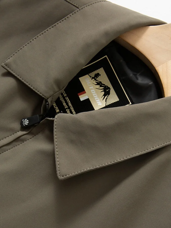 

Gentleman's Executive Sle! Men's Bla Lapel Commuter Busin Jaet Outerwear Stand Fit Long Sve Zipper Youth Coat