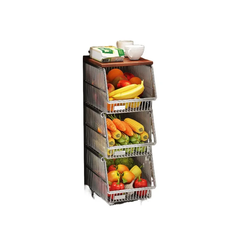 For Stainless Steel Kitchen Under-counter Trolley, Seam Rack, Mobile Storage Basket in Cabinet