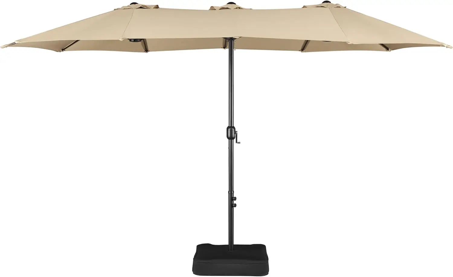 15 ft Triple-size Patio Umbrella w/Base Included-Twin-size Patio Parasol w/Easy Crank & 12 Strong Ribs & Ventilation Openings