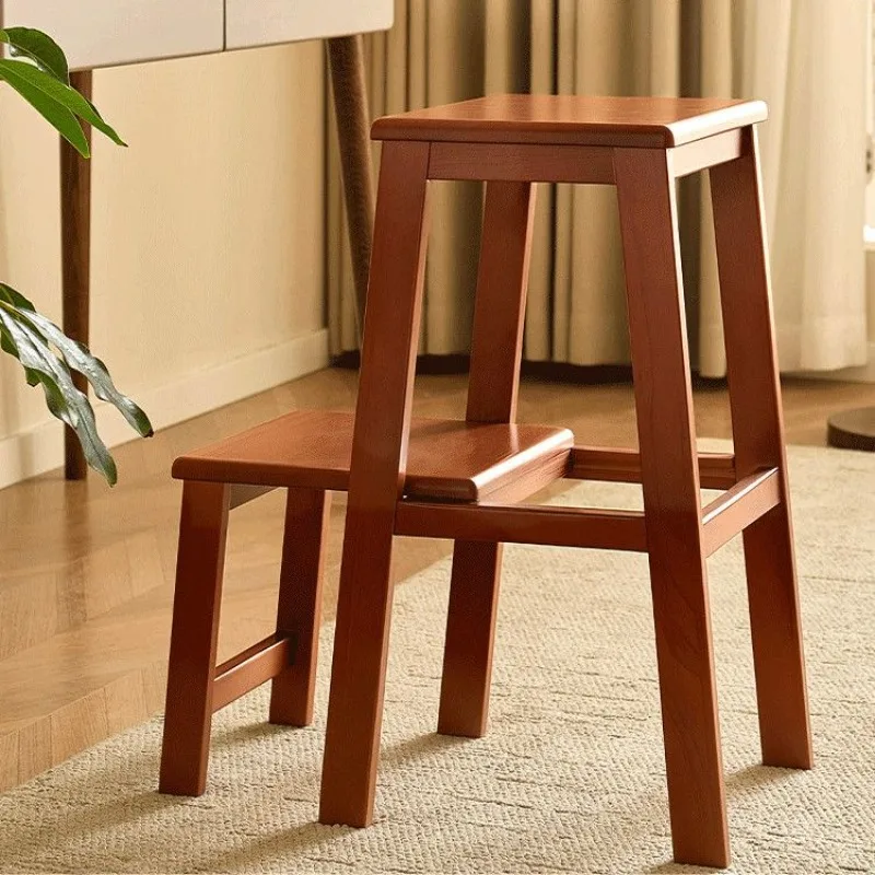 Household solid wood ladder stool flower stand multi-functional ladder stool, thickened dual-purpose small ladder rack