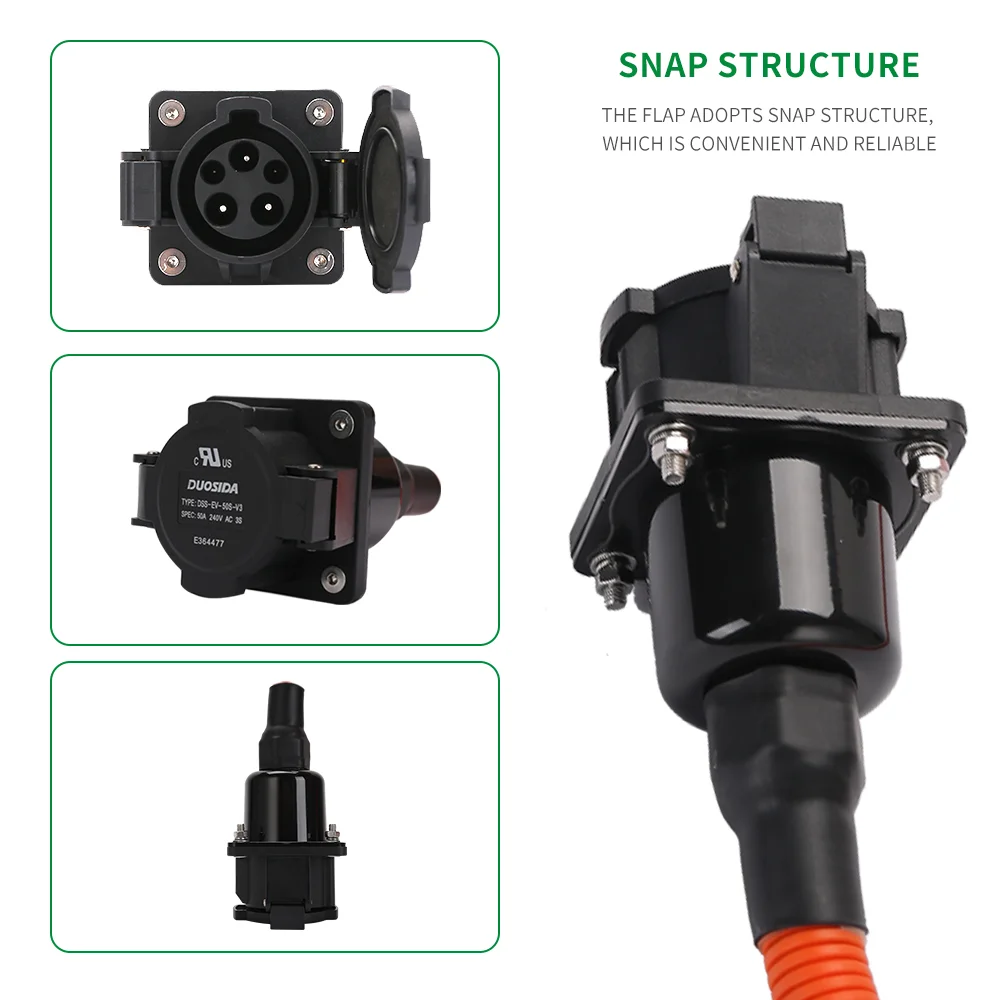 Sae J1772 Standard 16A 32A 50A EVSE Type 1 Socket With 1M Cable AC Inlet EV Charging Outlet