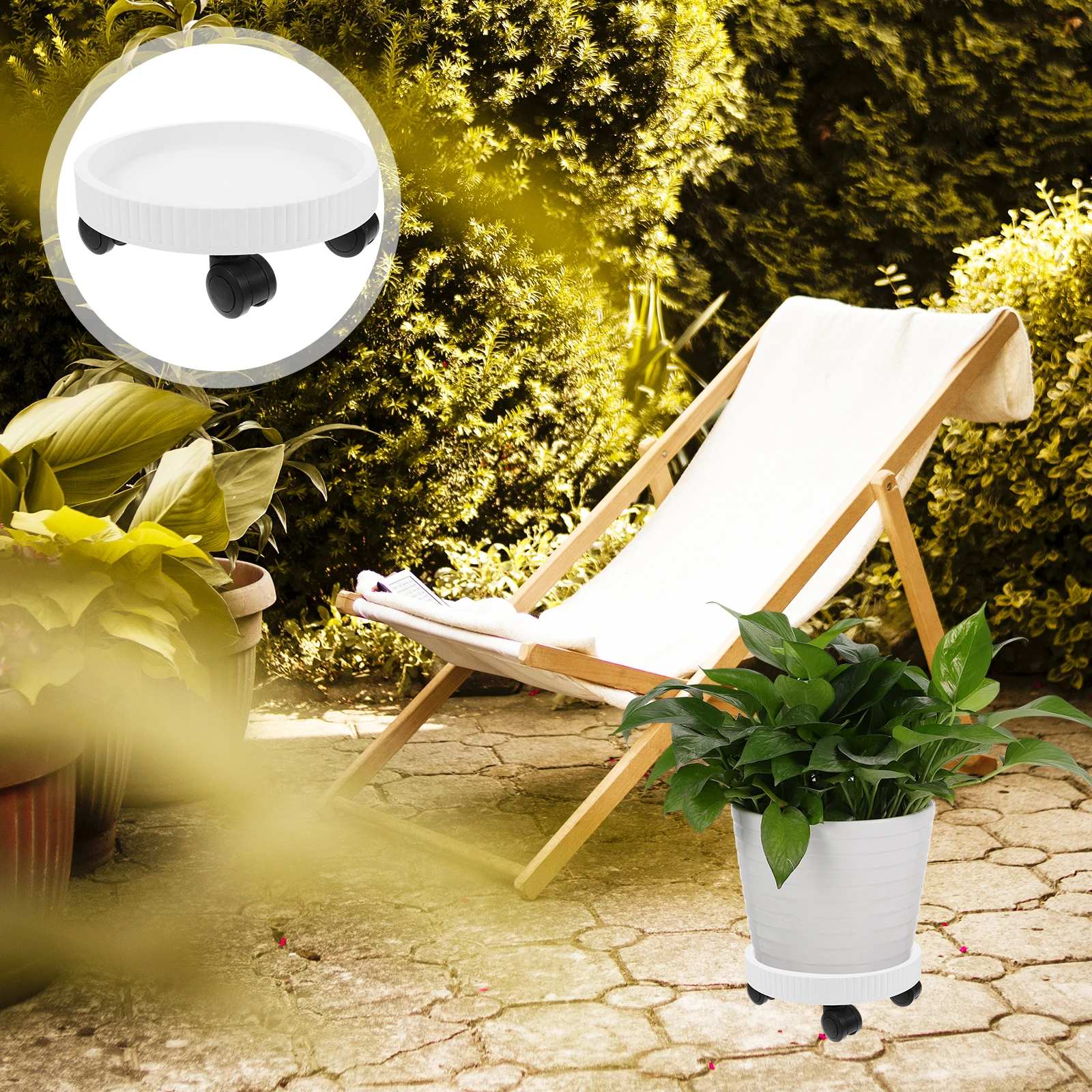 

Thickened Mobile Roller Tray Trolley Wheel Indoor Plants Pot Planter Garden Coaster Plastic Material Easy Use Multiple Purposes