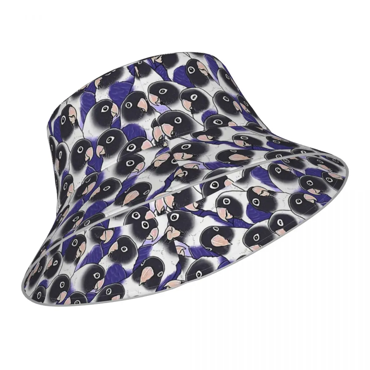 Violet Black Masked Lovebird reflective Bucket Hat Men Women Bucket Hat Outdoor Sunscreen Beach Hat Sun Hiking Fishing Cap