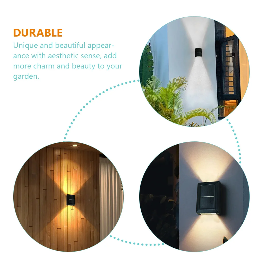 

2 Pcs Solar Wall Light Garden Lights Outdoor Patio Power for Outdoors Powered Double Head Farmhouse Lamp