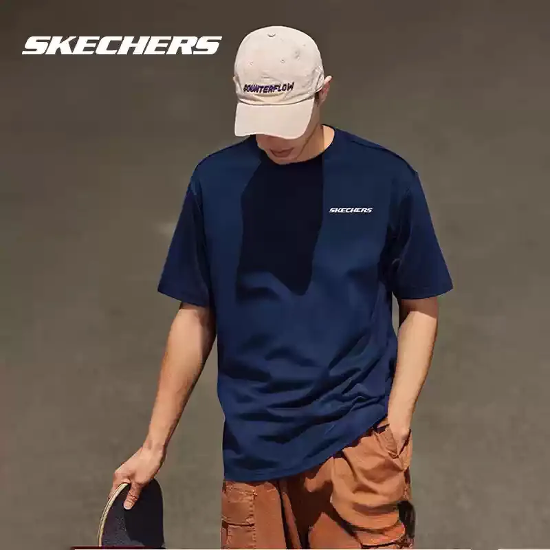 Skechers short-sleeved men's summer simple breathable sports shirt, dry T-shirt, simple top  P225U117-0515