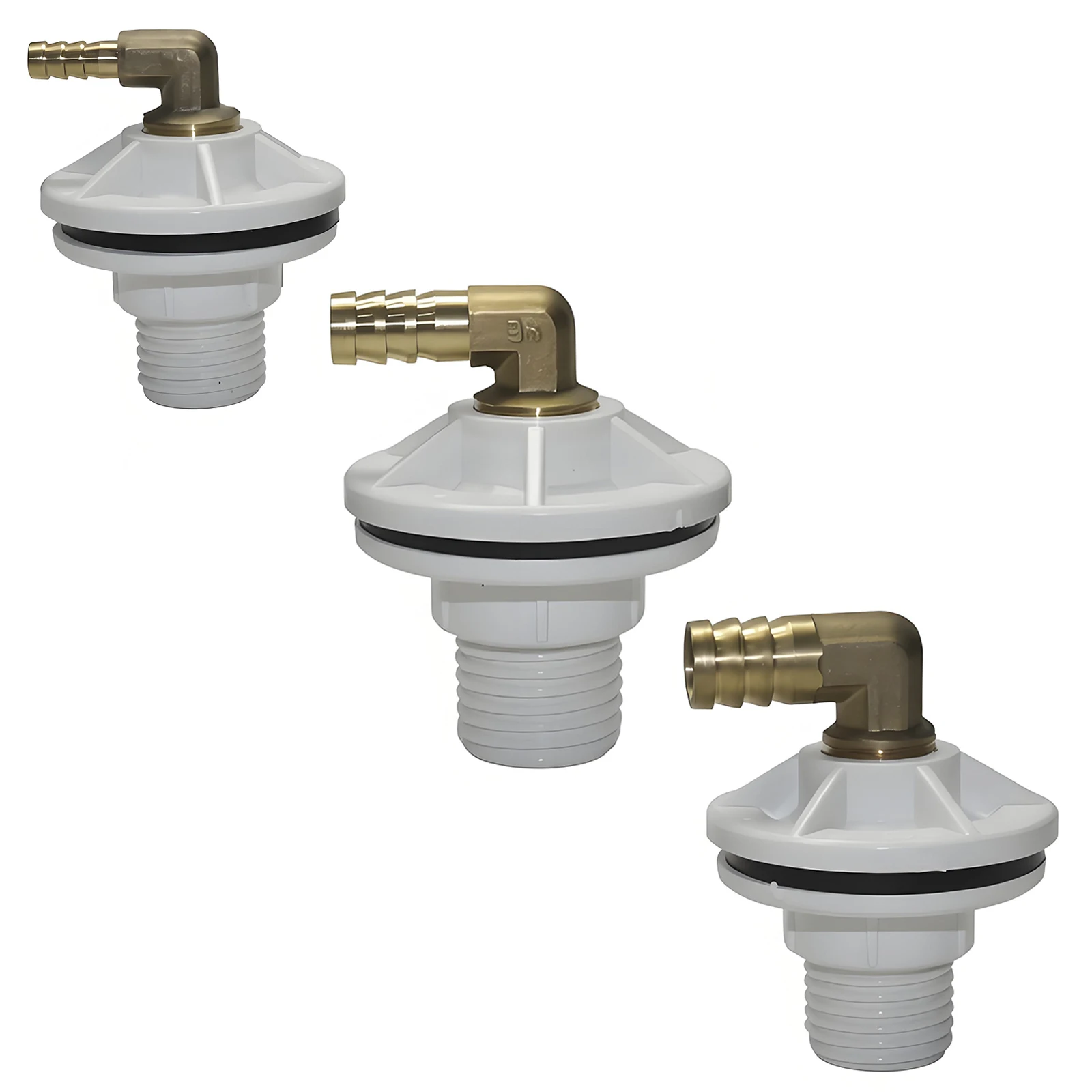Internal thread 1/2'' plastic through plate flange & G1/2'' copper thread pagoda shaped right angle joint for garden irrigation