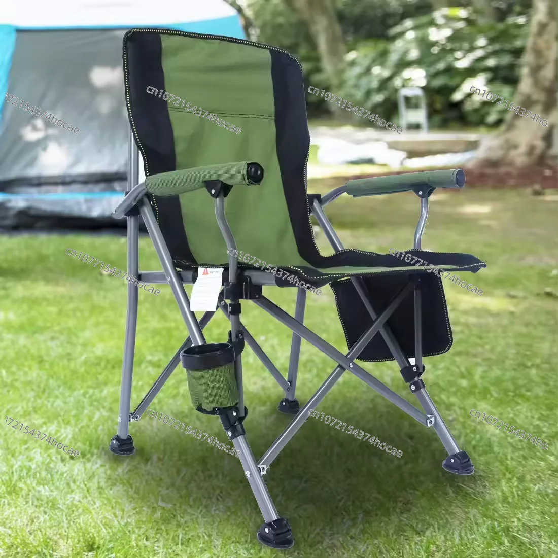 Portable Outdoor Travel Fishing Chair with Padded Armrest Storage Bag Cup Holder Folding Camping Beach Moon Fishing Chair