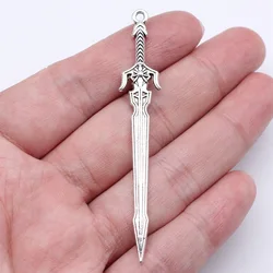 WYSIWYG 10pcs 69mm Antique Silver Color Acgn Cosplay Sword, Gun, Sword And Halberd Charms Pendant Jewelry Findings