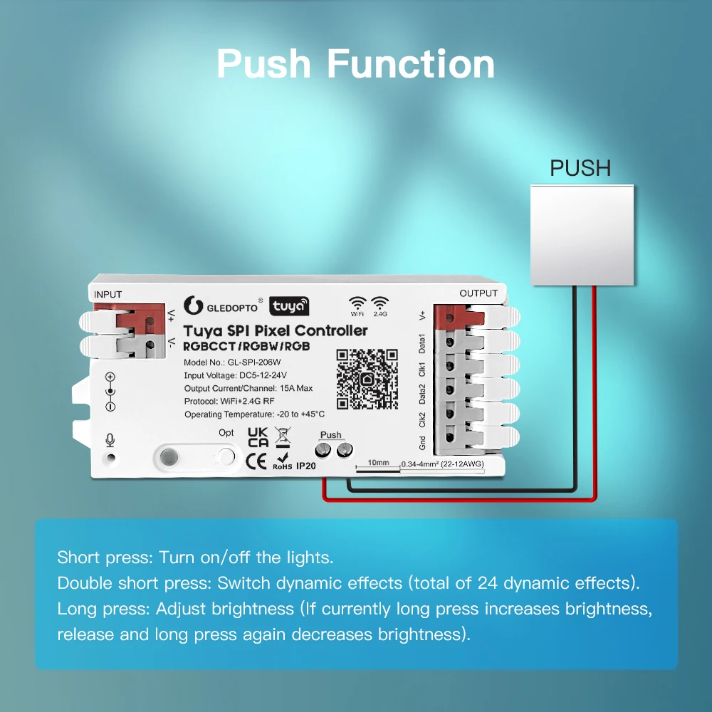 GLEDOPTO Tuya Smart Wifi SPI LED Controller for WS2811 TM1814B TM1934A SK6812 WS2801 WS2805 UCS2904B Digital Pixel Strip Light