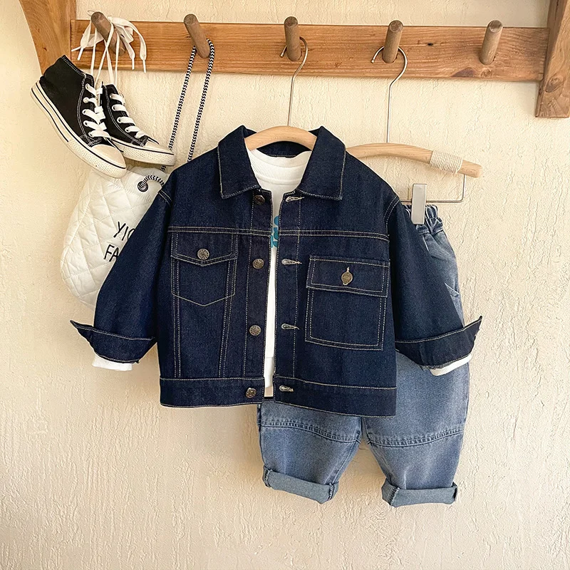 Boys Coat Jacket Cotton Outerwear Overcoat 2023 Blue Jean Spring Autumn Sport Teenagers Children\'s Warm Clothing