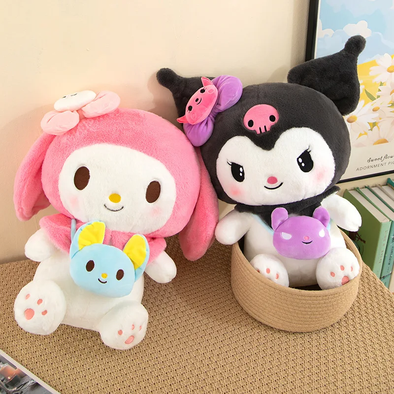 Big Size Sanrio Kuromi Plush Dolls kawaii My Melody Cinnamoroll Soft Stuffed animals Anime Figure Pillow Cartoon Decor Kids Toys