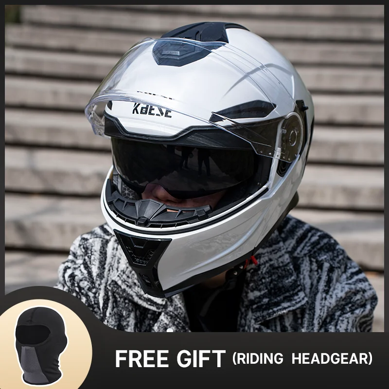 New Model Pearl White High Quality Casco Capacetes Motorcycle Dual Visor Modular Flip Up Motocross Helmet Dot Approved