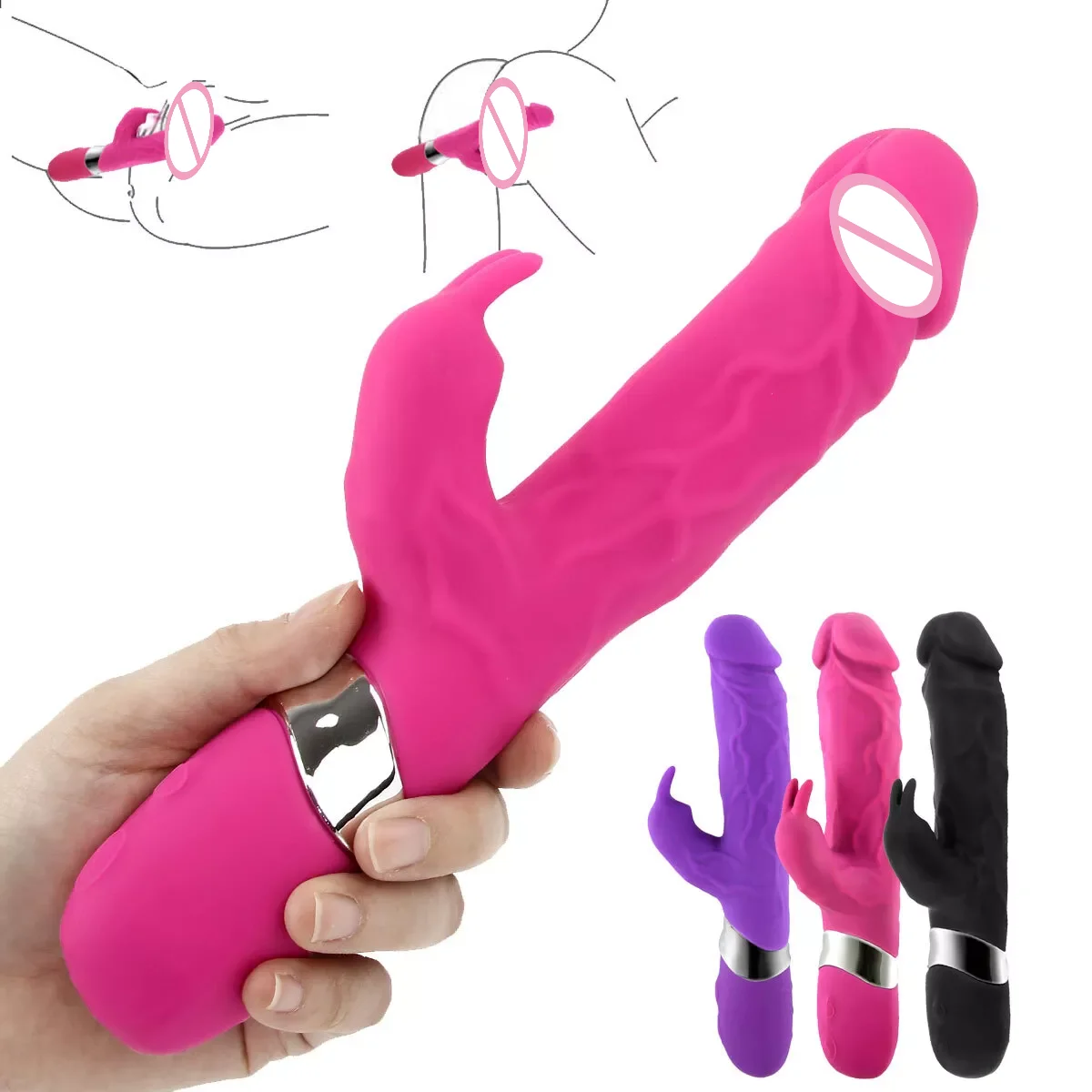 Emulate Dildo Rabbit Vibrator Realistic Clit G-Spot Massager Sex Toys for Women dual Head Stimulation Masturbator