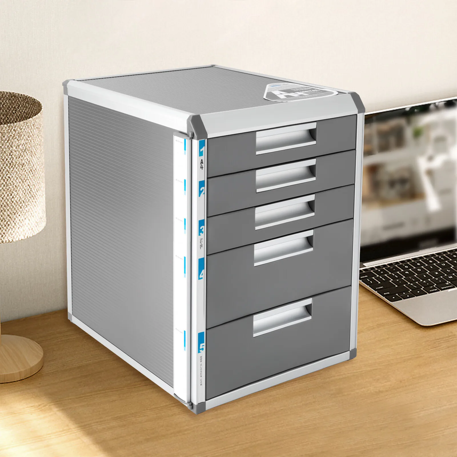 

5-Layer Aluminum Alloy Desktop Storage Cabinet Multifunctional Sorting Box Home Office Desktop Storage Box With Lock