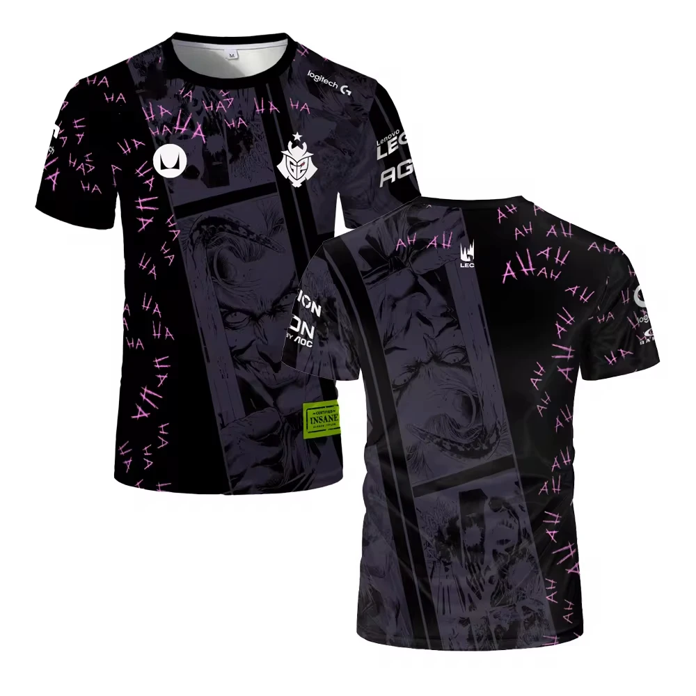 

Униформа, футболка с 3D принтом и круглым вырезом, дышащие спортивные футболки большого размера, новая летняя футболка для киберспортивных игр G2, национальный командный спорт