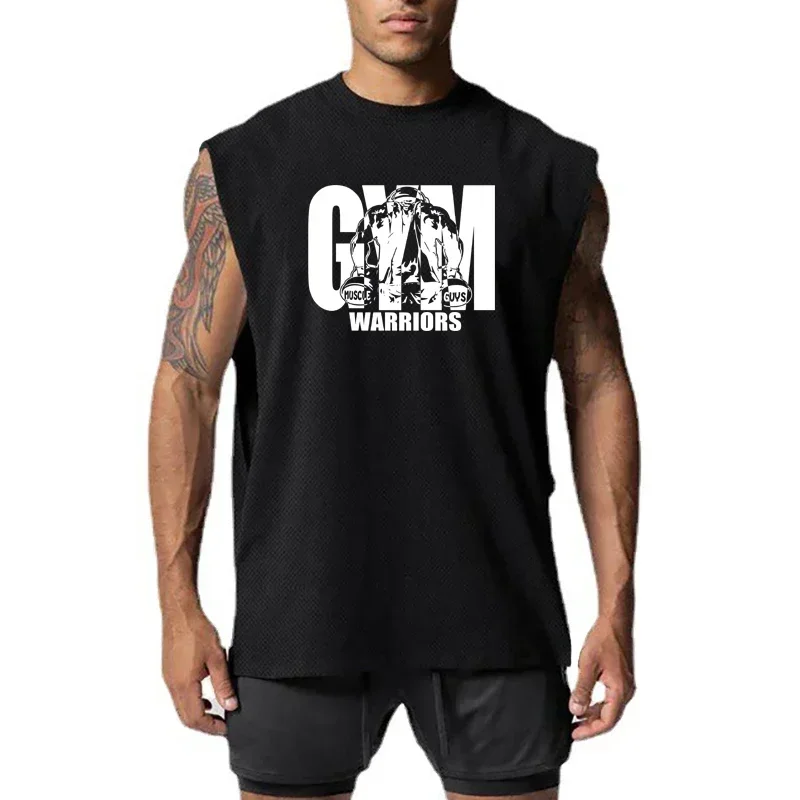 Herren Sport Ärmellose Mesh Westen Gym Bodybuilding Workout Atmungsaktiv Schnell Trocknend Fitness Tank Tops Muskel Kleidung Lose T-shirts