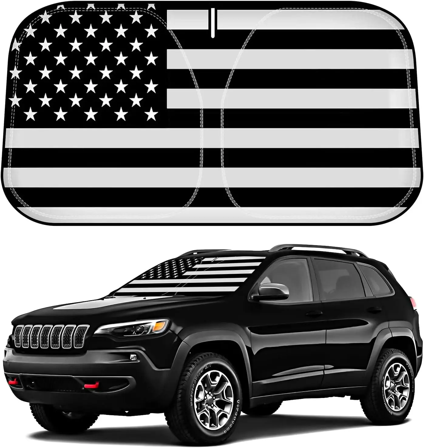 

Солнцезащитный козырек на лобовое стекло для Jeep Cherokee 2014-2023 - с американским флагом