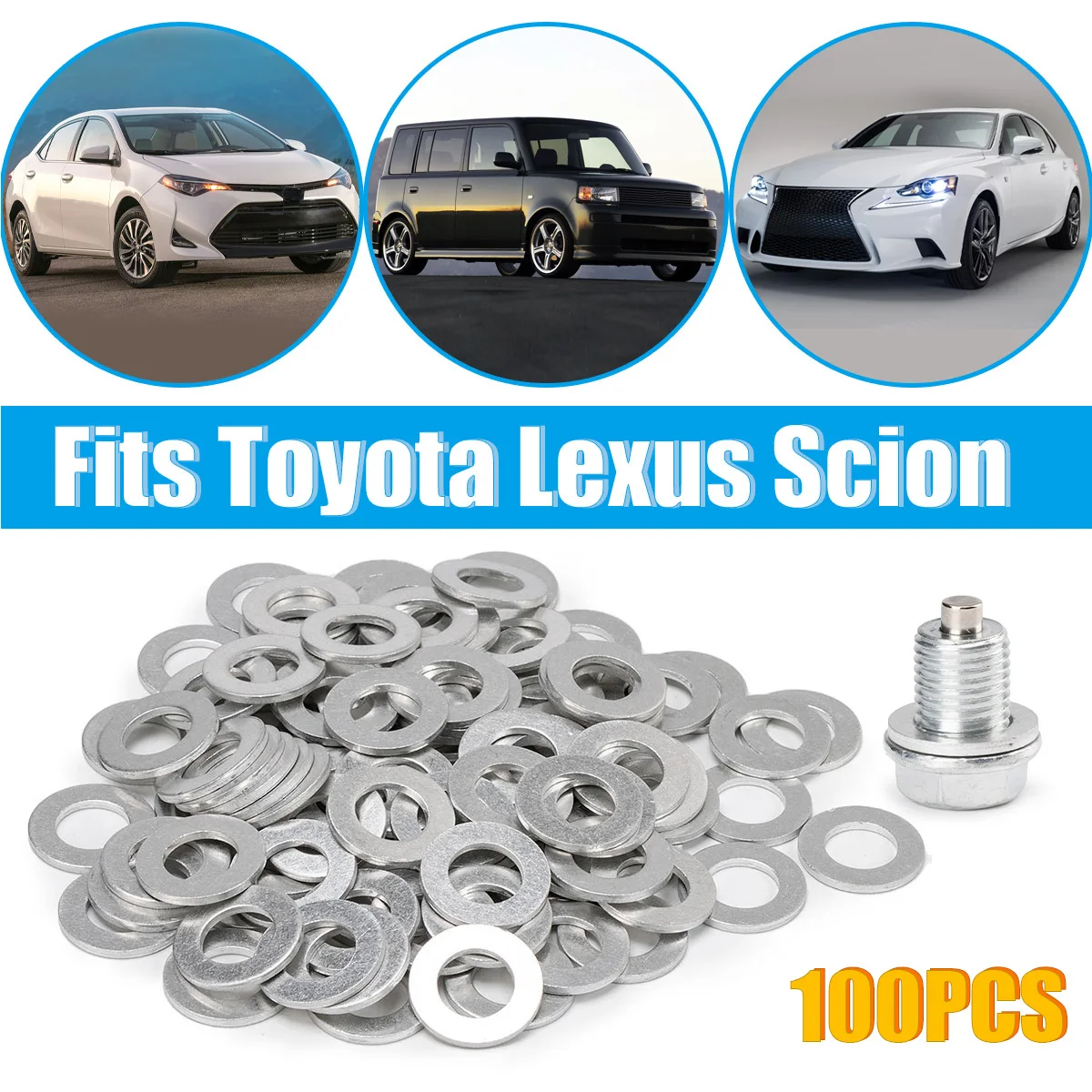 100PCS 12mm Oil Drain Plug Gaskets Crush Washers Seals Rings Hole For Toyota For Scion For Lexus OEM # 90430-12031 9043012031