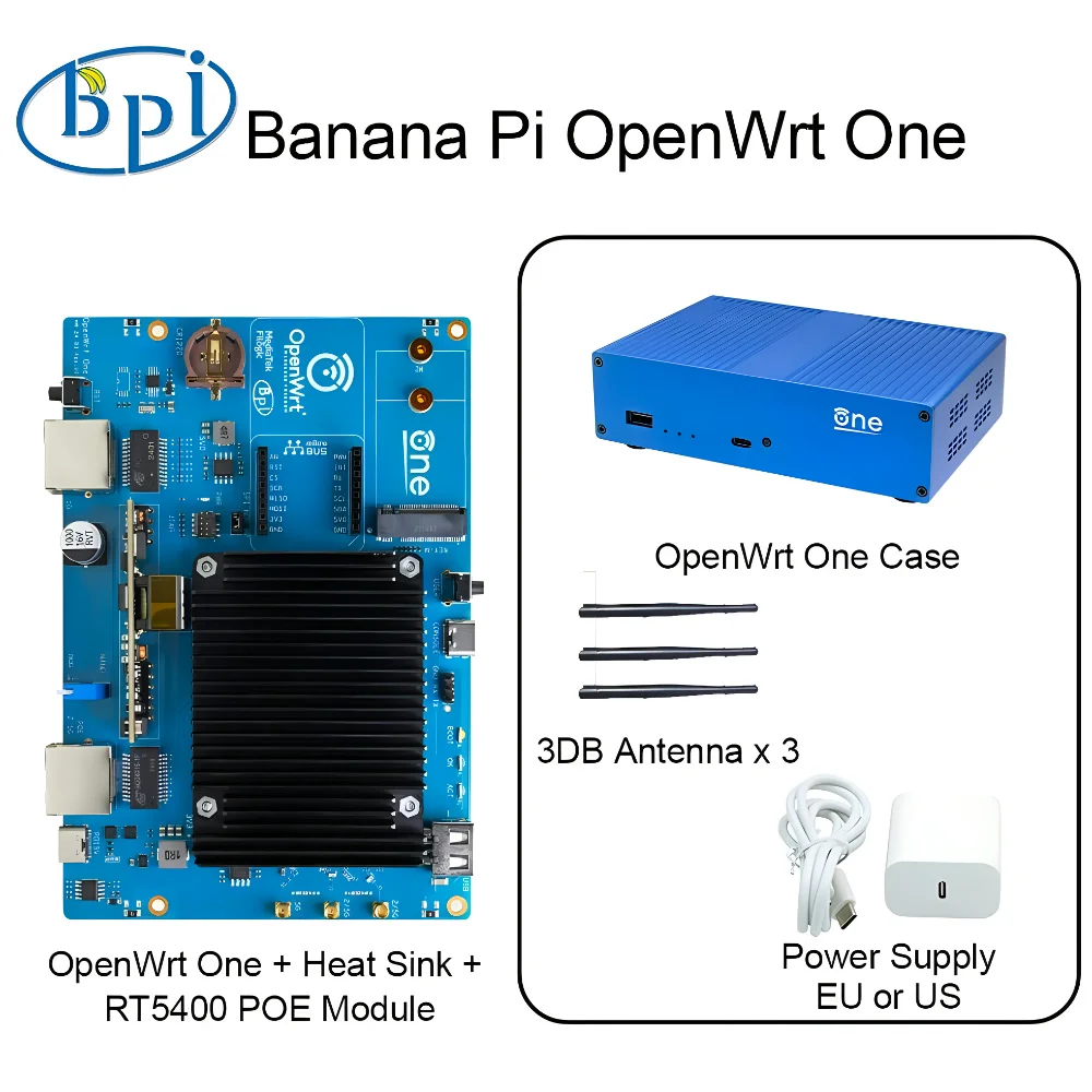 Routeur intelligent Open Source, Pi gels OpenWrt One, MediaTek MT7981B, 1 Go DDR4, 2.5GbE RJ45 et Gigabit Ethernet RJ45 256 ata B éventuelles I NAND