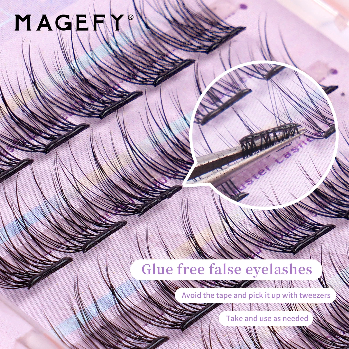 MAGEFY 24 العنقودية الغراء الحرة الرموش الفردية D حليقة 12 مللي متر الطبيعية سليم الرموش الصناعية لطيف لاش تمديد للسفر الجمال