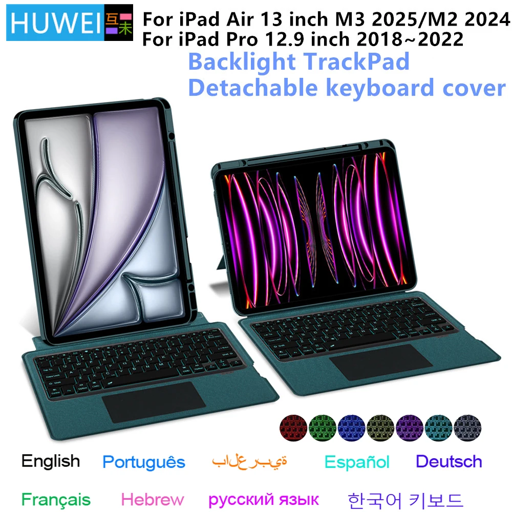 

Magic Keyboard for iPad Air 13 inch M3 2025 M2 Case for iPad Pro 12.9 3rd 4th 5th 6th Gen Smart Cover Wireless TouchPad Backlit