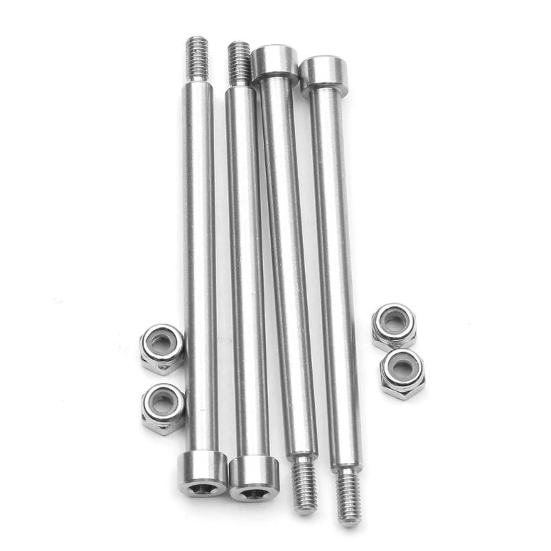 57QF 4pieces 4x60 มม. สแตนเลสสตีลบานพับเกลียวหมุดอัพเกรด A-arm พร้อมชุดน็อตสำหรับอุปกรณ์เสริมรถรีโมทคอนโทรล
