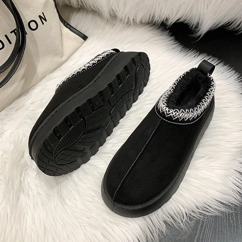 Kobiety Chelsea Ankle Snow Boots Winter New Woman Brand Fur Short Plush Warm Flats Slippers Platform Shoes Flip Flops Suede Botas