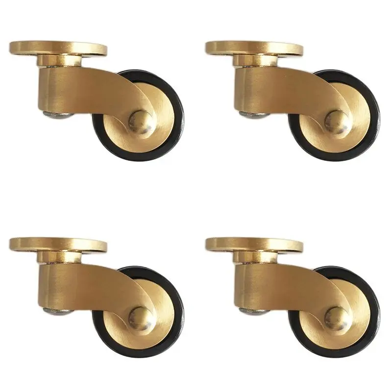 

Brand New 4PCS Solid Brass+Rubber Silent Casters Wheels Table Chair Sofa Couch Feet Leg Furniture Castors 360° Swivel Rollers