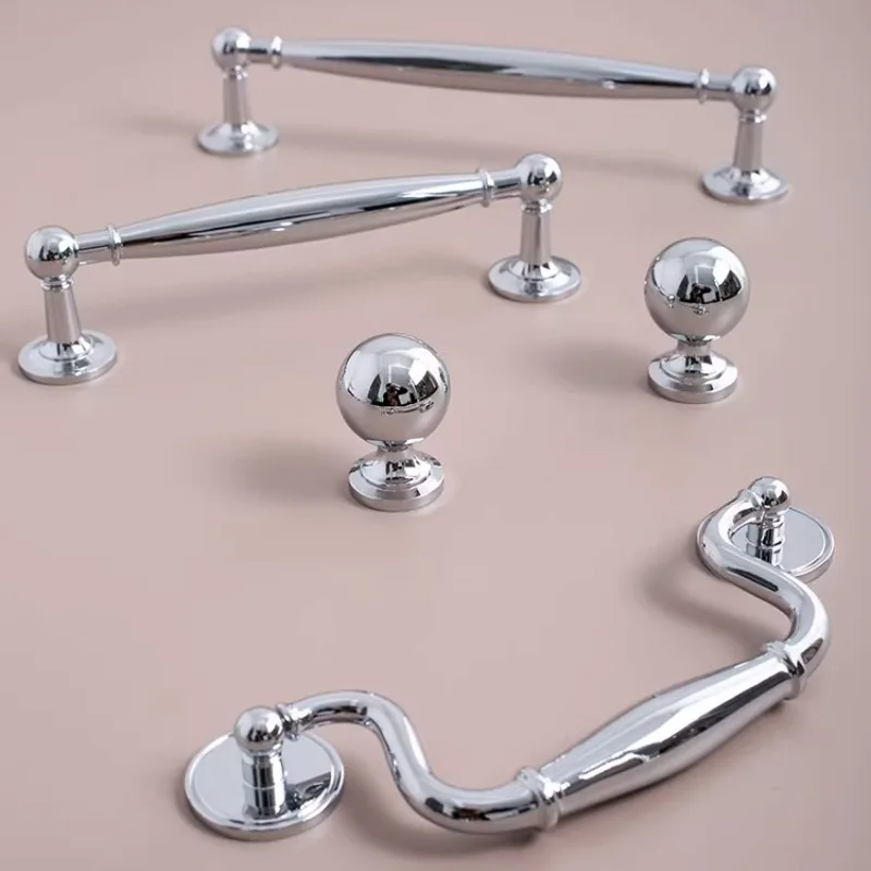 Elegant Living Room Kitchen Drawer Cupboard Door Handles Brass Silvery Hardware Cabinet Pulls for Classic and Modern Home Decor