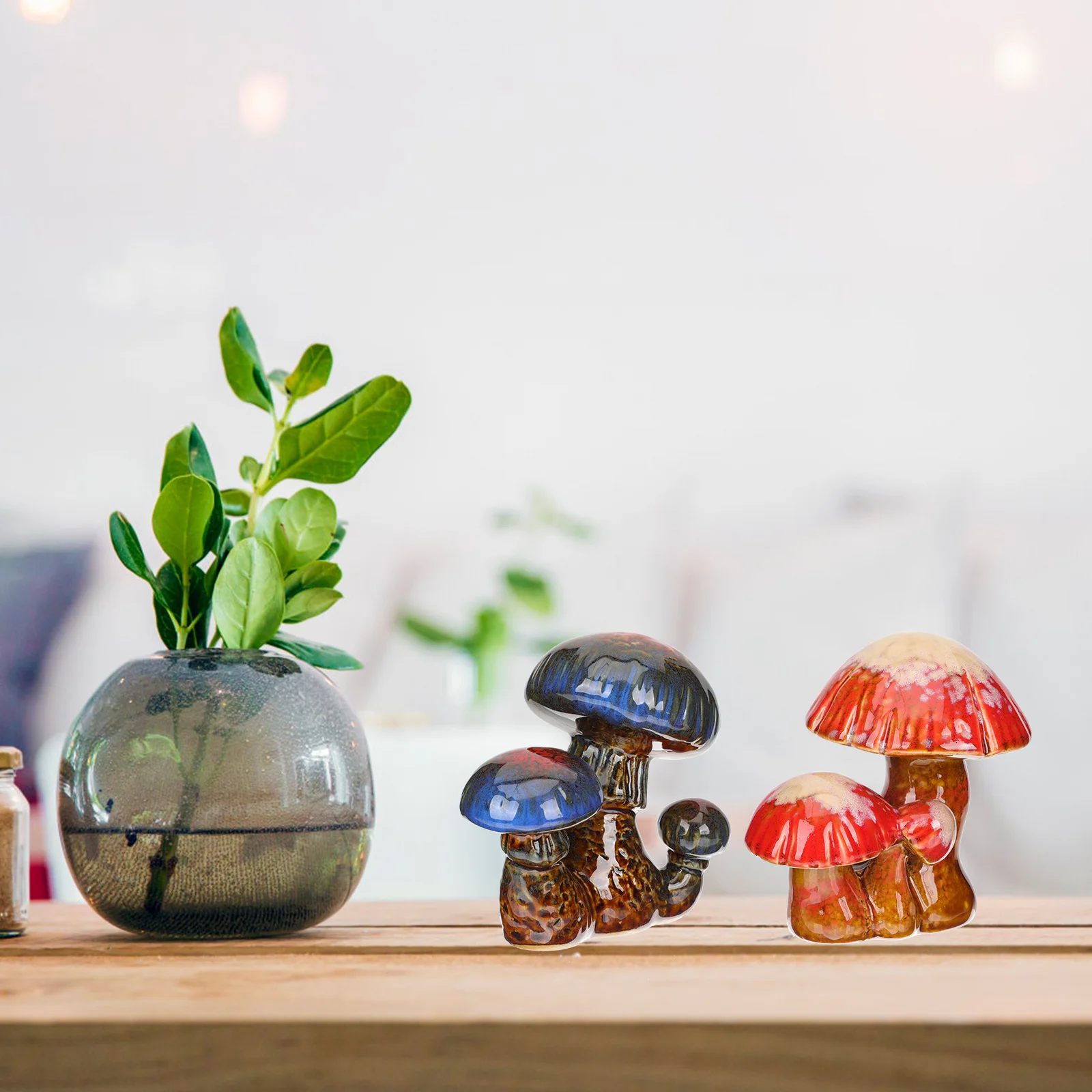 

2 Pcs Gardening Outdoor Toadstool Mushrooms Retro Home Decoration Stakes for Statue Statues