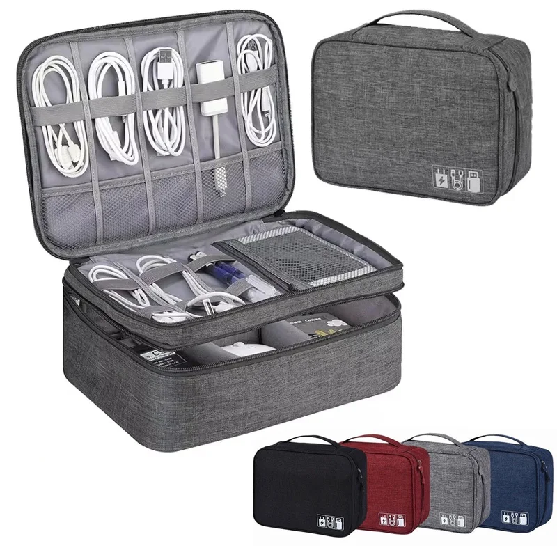 Portable Data Line Charger Storage Bag Office Travel Cable Organizer Waterproof Cable Storage Bag Digital Electronic Organizer