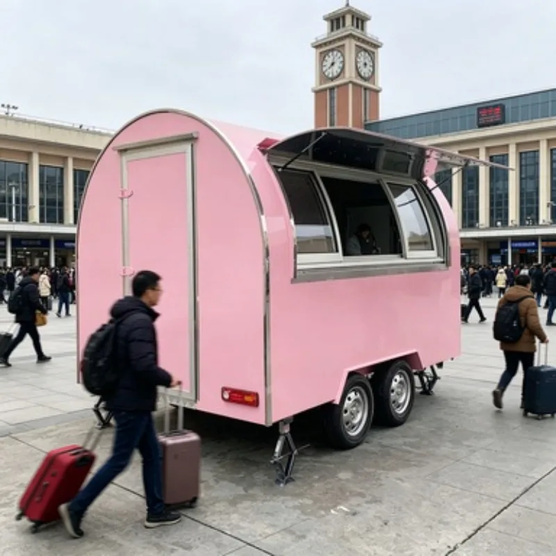 

Deep Fryer Fast Food Trailer Mobile Truck Full Kitchen Cart for Fried Chicken Business