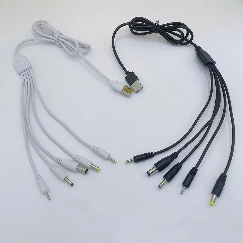 5 In 1 USB DC Charging Cable 1 Meter Multiple Plugs For Lamps Fans Toys Small Digital Devices