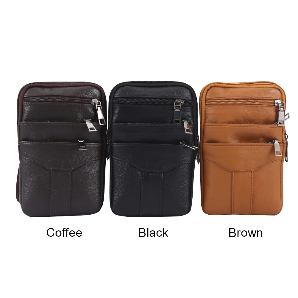 Men Stylish Crossbody Bag Multi-Layer Leather Vintage Waist Pouch Waterproof Fashion Sling Bag Male Travel Outdoor Bag