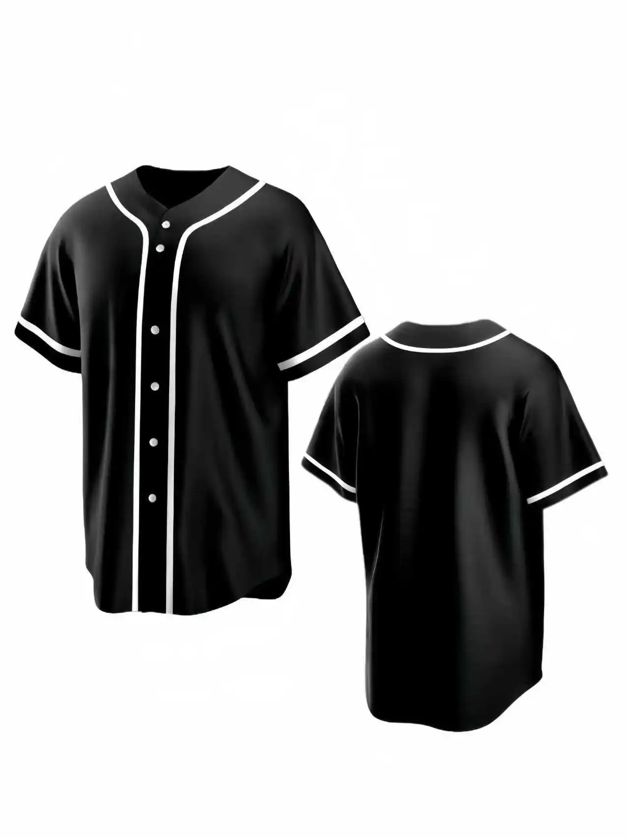 

Baseball jersey, classic black, cardigan, baseball collar, unisex, suitable for any occasion.