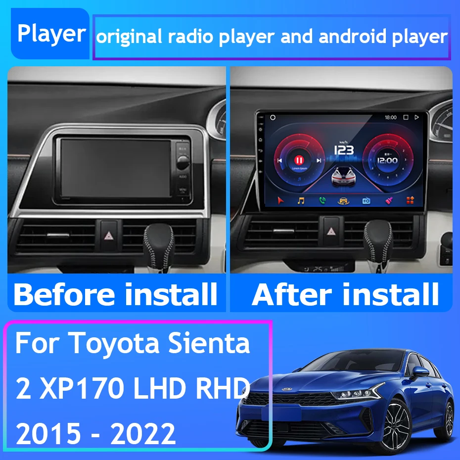 Rádio do carro carplay para toyota sienta 2 xp170 lhd rhd 2015 - 2022 navegação gps android auto estéreo bleutooth não 2din bt