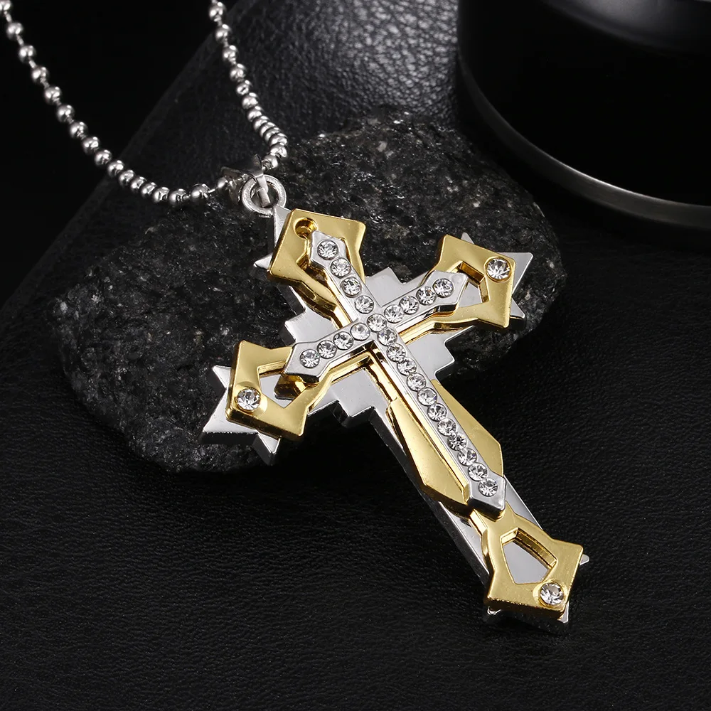 Fashion Aesthetic Stainless Steel Necklace for Men Creative Cross Pendant Punk Hip Hop Necklace Gifts for Boyfriend Jewelry