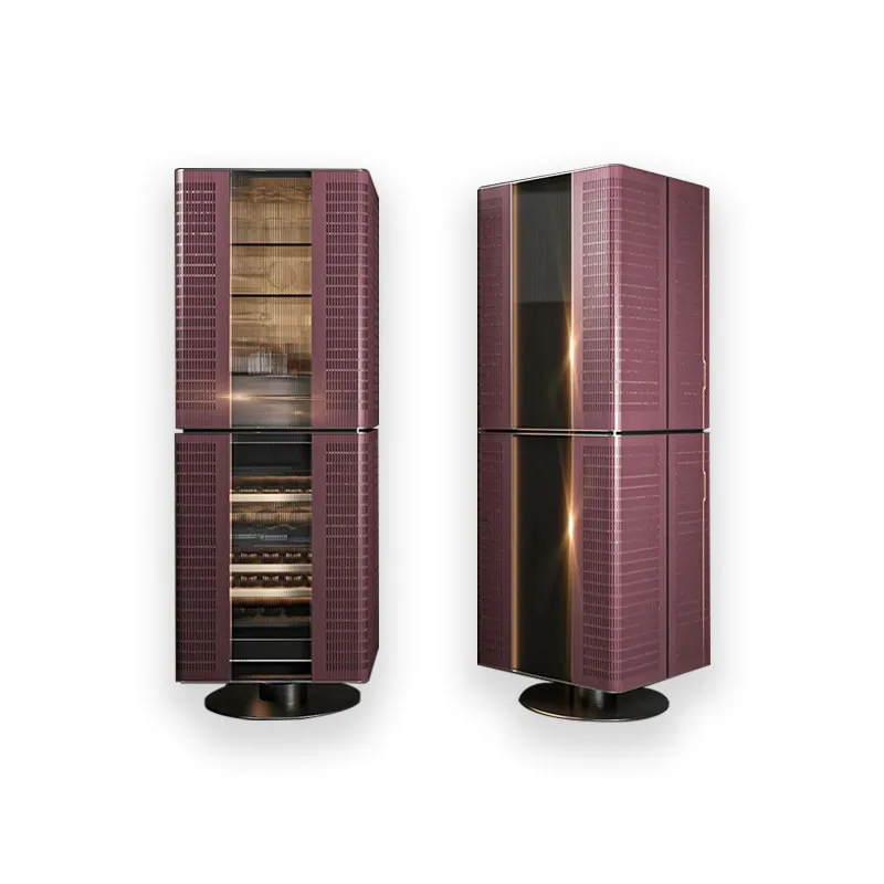 *Portuguese Designer's Rotating Wine Cabinet a Glass Door Storage for Luxury Interior of Living Room Ideal for Villa