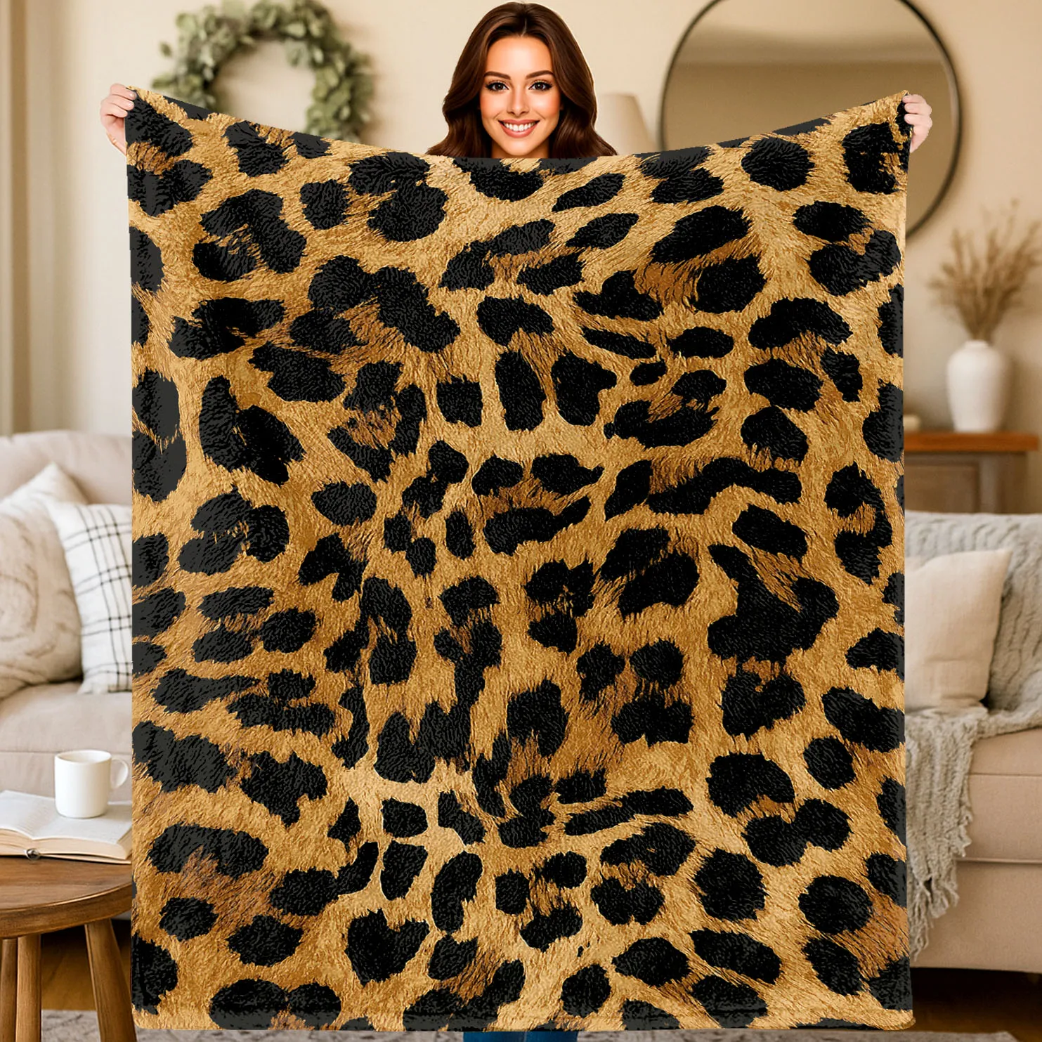 Leoparden-Abstrakte-Kunst Flanelldecke - Ganzjährig Haustierfreundlich Waschbar Sofa Camping Geschenk