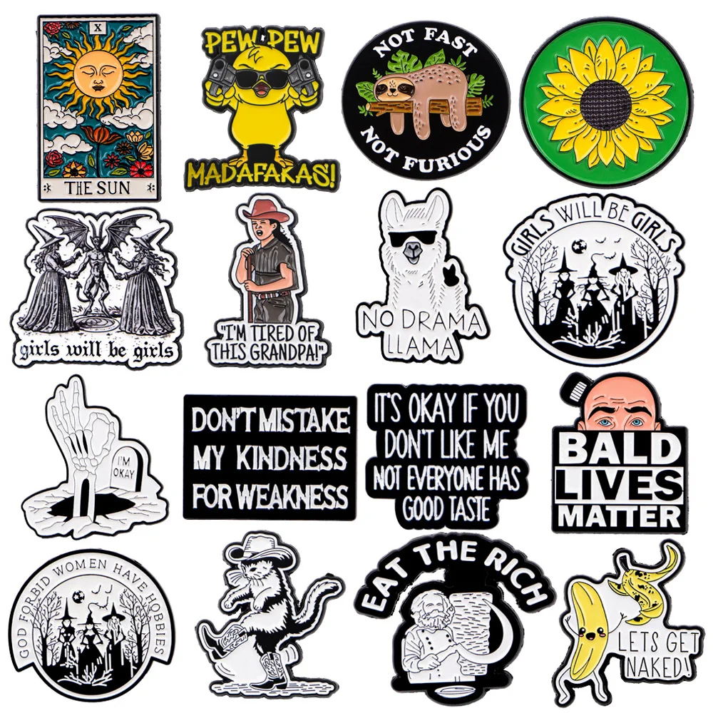 Witch Quote Series Metal Enamel Pins and Brooches for Women Men Lapel Pin Backpack Bags Badge Kids Gifts Jewelry