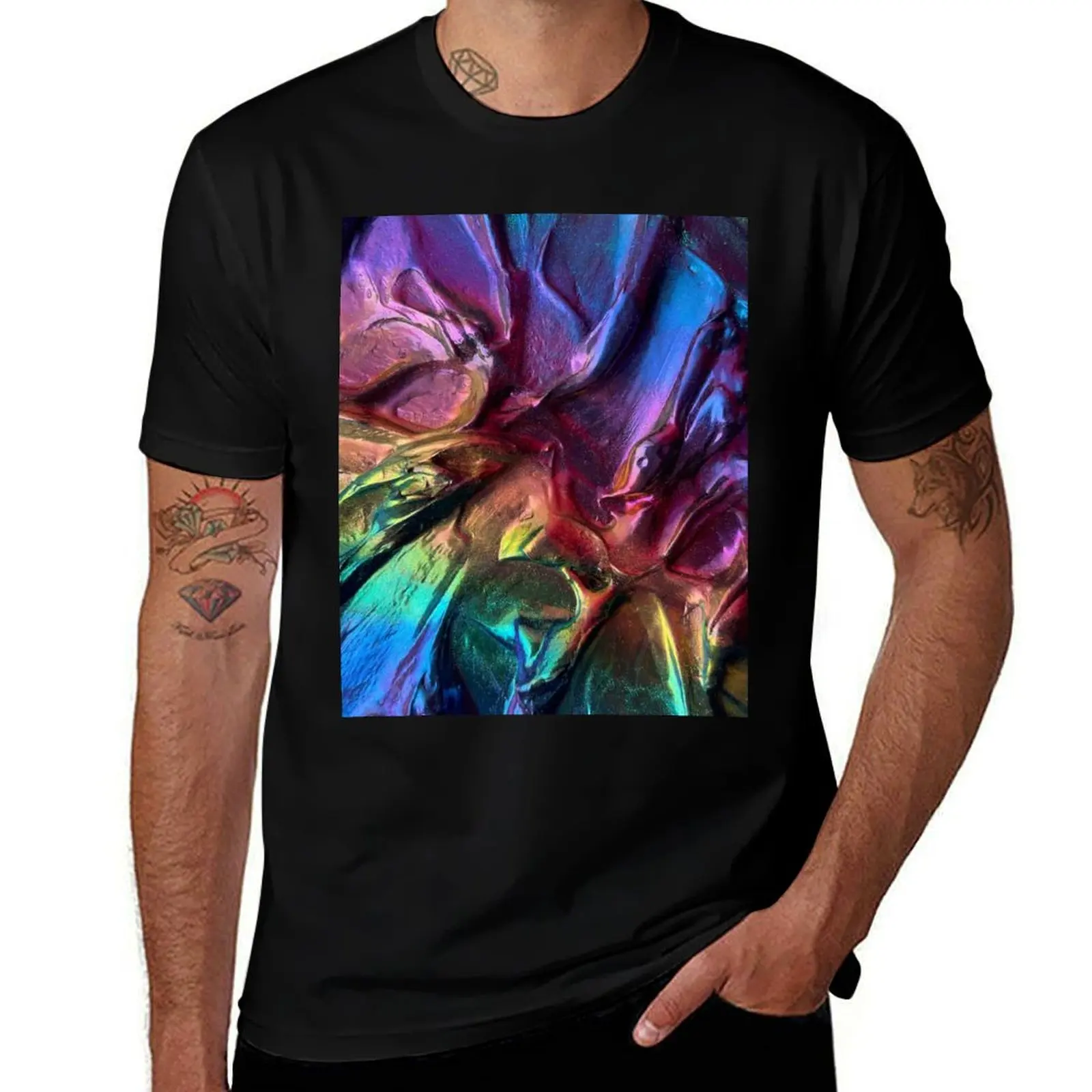 Textured Oil Slick T-Shirt funny t shirts cotton T-Shirt