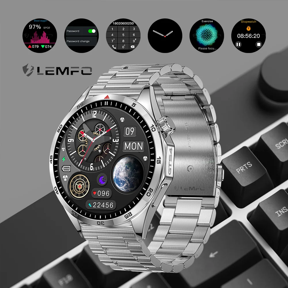 LT09 WATCH GTS4 Smart Watch Men IP68 Waterproof 1.53 HD Screen 360*360 Bluetooth Call 330mAh Blood Oxygen Smartwatch For Men