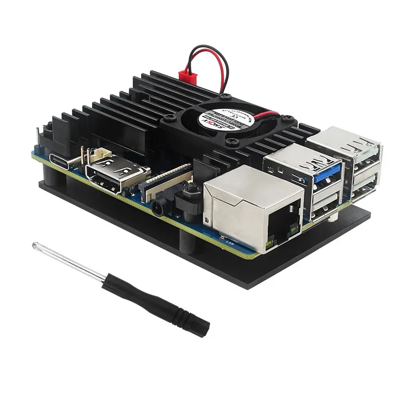 Orange Pi 3B Aluminum Alloy Case with Cooling Fan-Durable Metal Shell for Heat Dissipation, Includes Tools