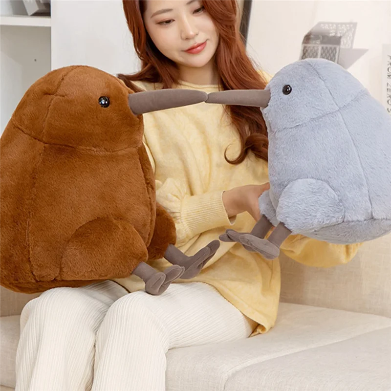 優れたリアルなキウイ鳥のぬいぐるみグレーキウイ鳥のぬいぐるみ抱き枕大型リアルな座っているキウイ鳥のぬいぐるみギフト