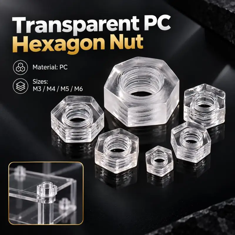 M3 M4 M5 M6 25/50/75/100pcs PC Clear Plastic Nylon M3-M6 Round Phillips Head Screw Bolt + Nut