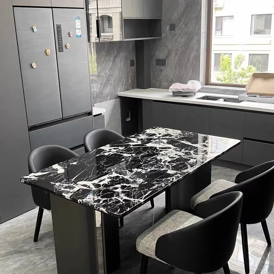 Marble Pattern Rectangular Dining Table Modern Kitchen Dining Room Table