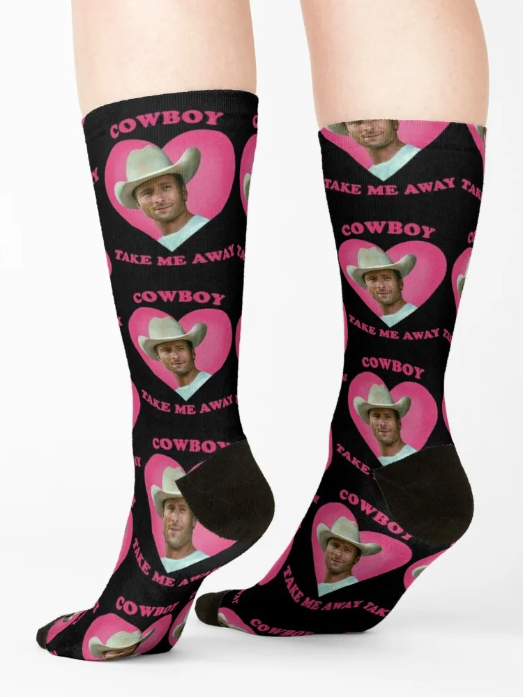 Glen Powell Cowboy Take Me Away Socks hockey shoes Designer Man Socks Women's