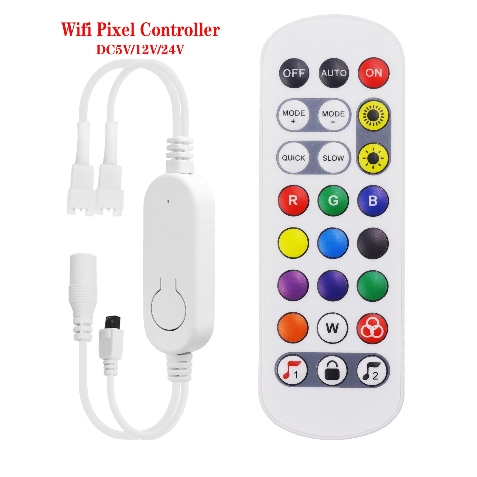 DC 5V-24V Wifi Pixel Controller With 24 Key IR Remote for Addressable LED Strip Light Wi-Fi Smart Dimmer Alexa Google Assistant