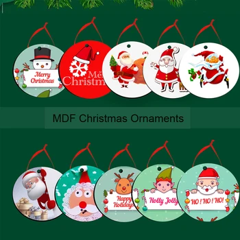 50 قطعة/الوحدة دائرة خشبية MDF عيد الميلاد الحلي لوازم الديكور التسامي شجرة عيد الميلاد الحلي